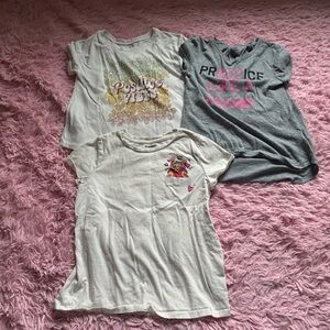 Kids Short Sleeve Tees in Gray, White, and Cream - Floral & Graphic Designs